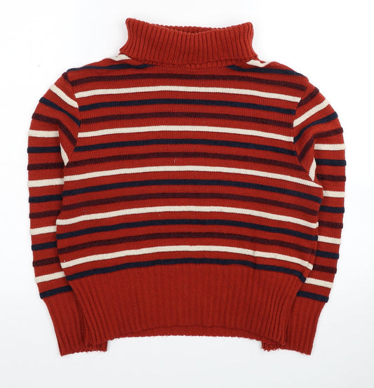 Cooperative Womens Red Roll Neck Striped Acrylic Pullover Jumper Size S