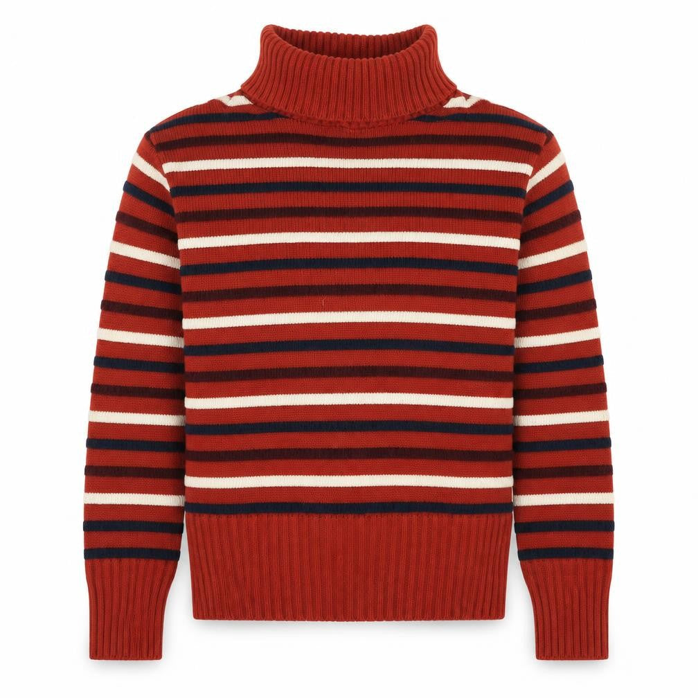 Cooperative Womens Red Roll Neck Striped Acrylic Pullover Jumper Size S