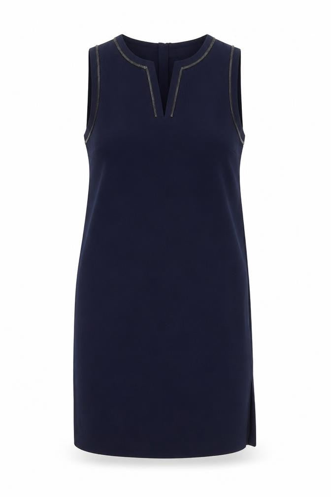 Marks & Spencer Womens Blue Polyester Tank Dress Size 12 V-Neck Zip