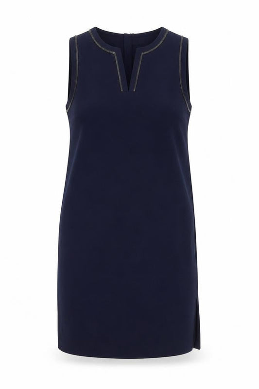 Marks & Spencer Womens Blue Polyester Tank Dress Size 12 V-Neck Zip
