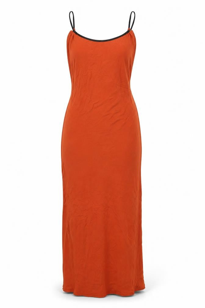 Atmosphere Womens Orange Viscose Slip Dress Size 6 Off the Shoulder Pullover