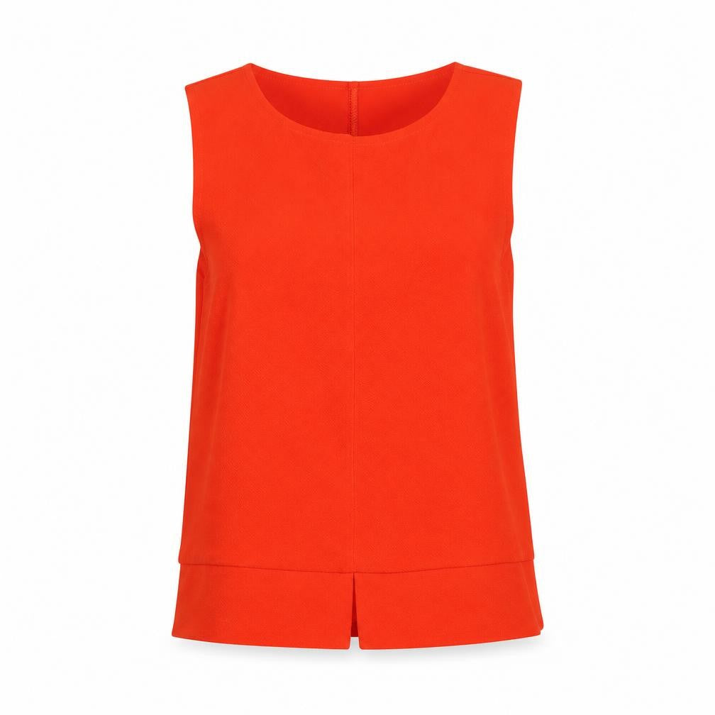 Mango Womens Orange Polyester Basic Tank Size S Boat Neck