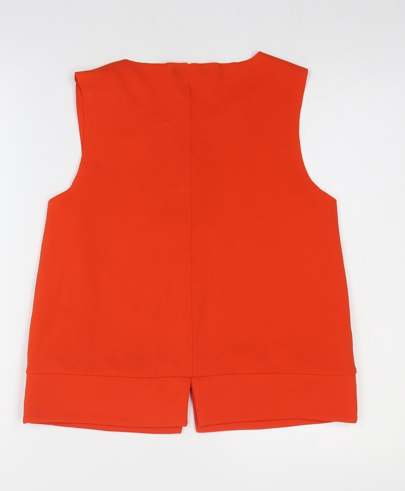 Mango Womens Orange Polyester Basic Tank Size S Boat Neck