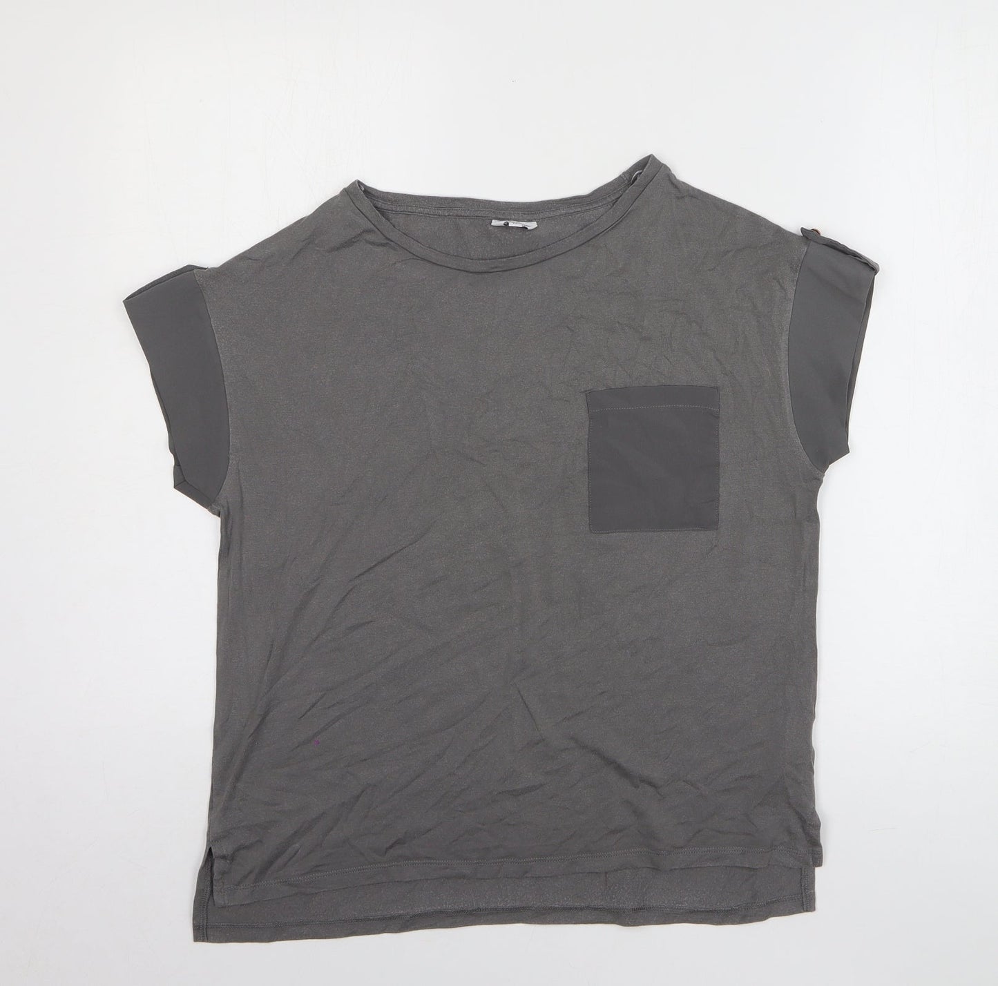 Sonder Studio Womens Grey Lyocell Basic T-Shirt Size 12 Round Neck