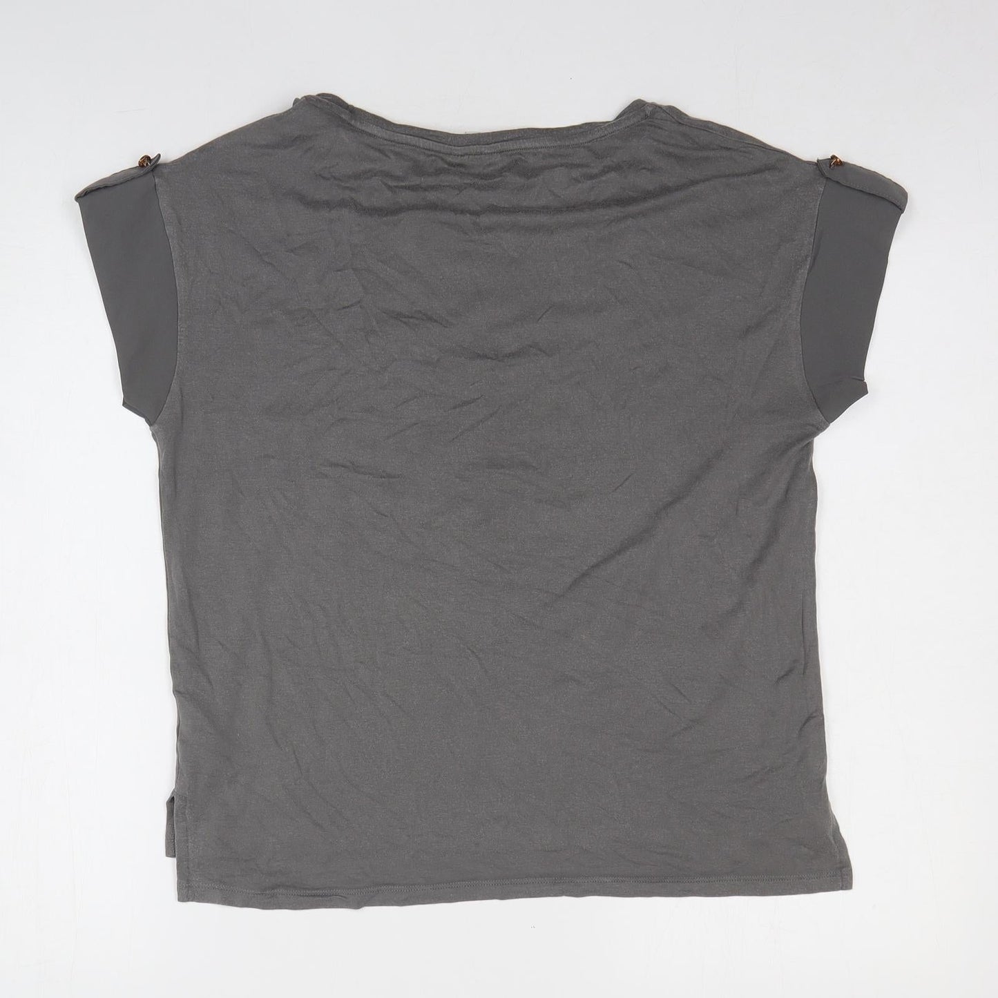 Sonder Studio Womens Grey Lyocell Basic T-Shirt Size 12 Round Neck