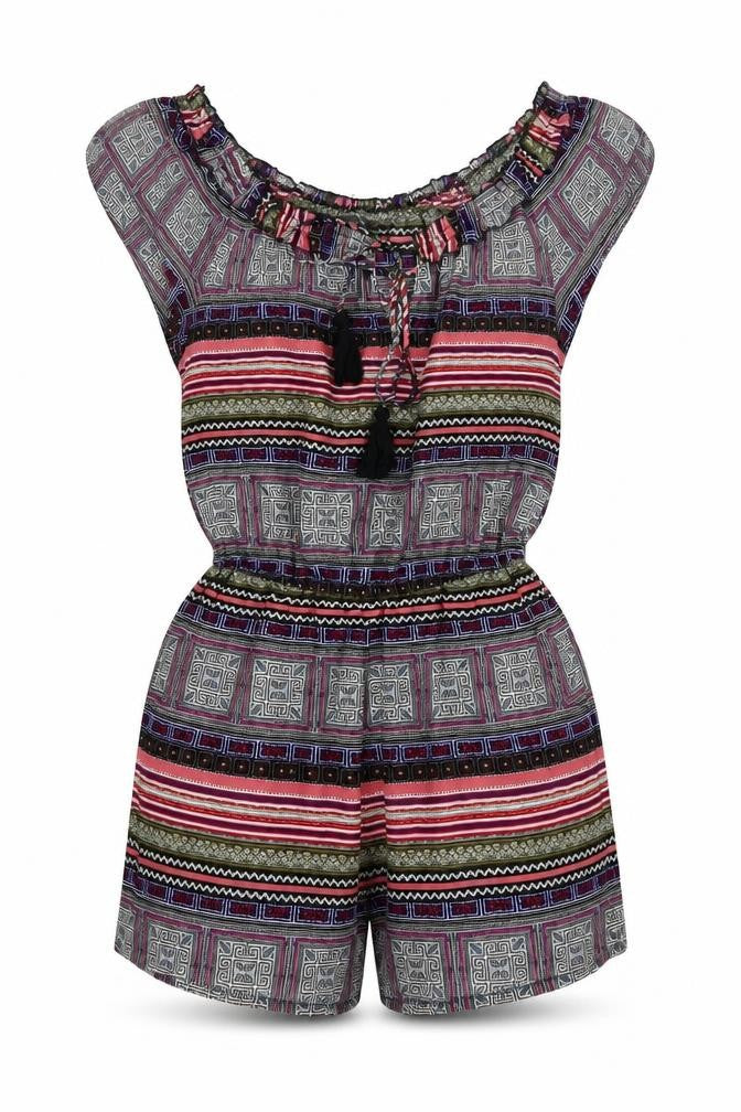 Primark Womens Multicoloured Geometric Polyester Romper One-Piece Size 6 Pullover