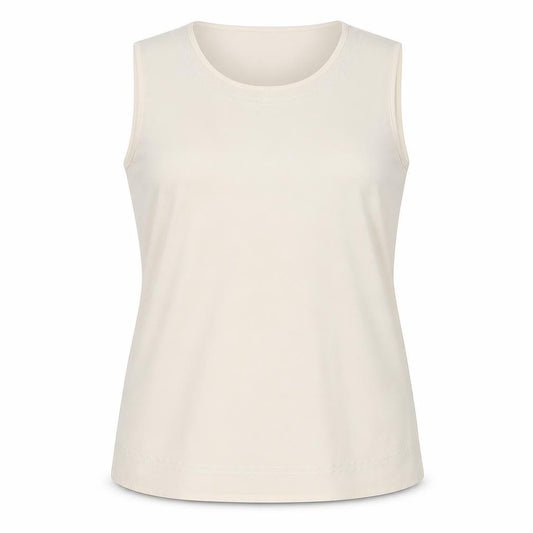 AMARANTO Womens Beige Polyester Basic Tank Size 18 Round Neck