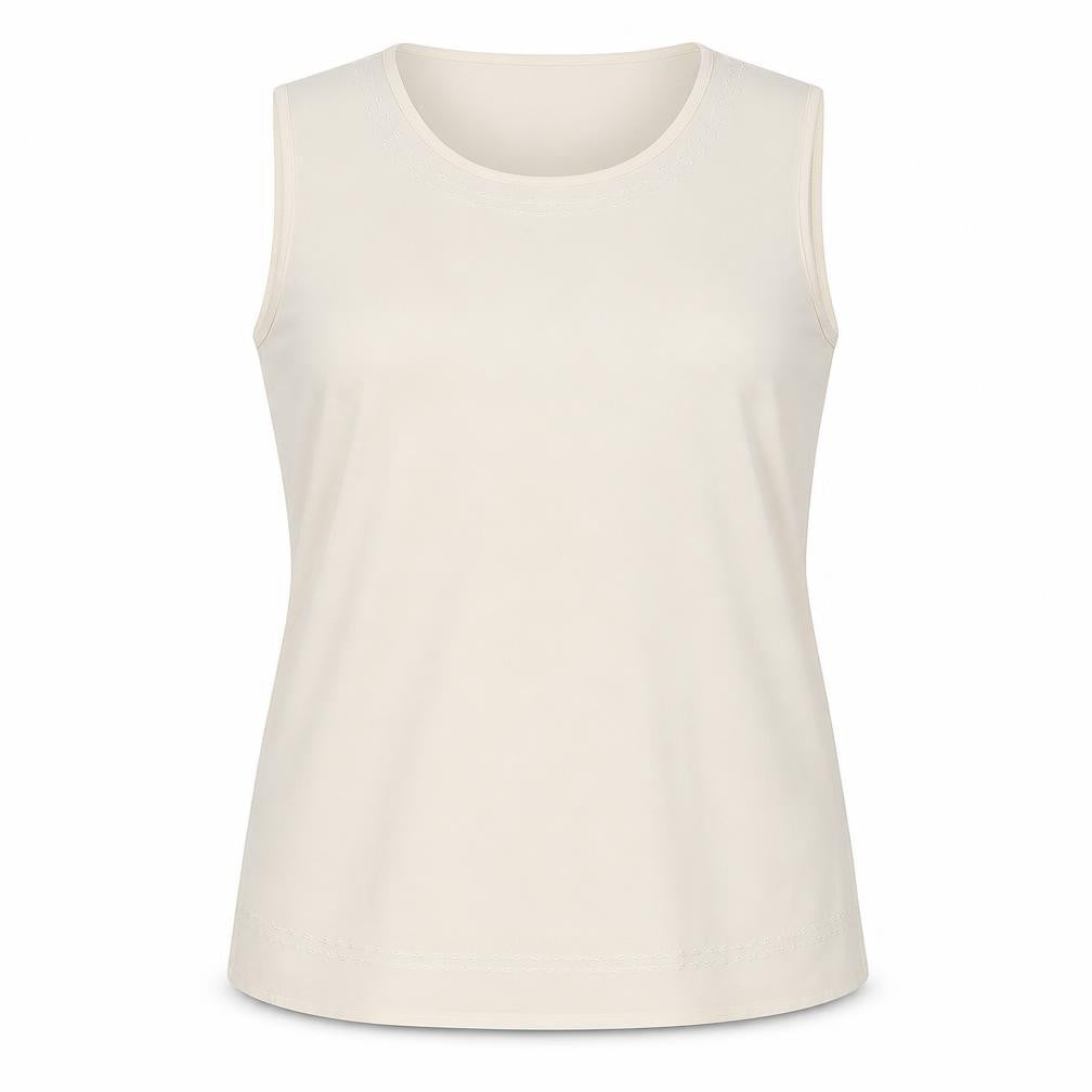 AMARANTO Womens Beige Polyester Basic Tank Size 18 Round Neck
