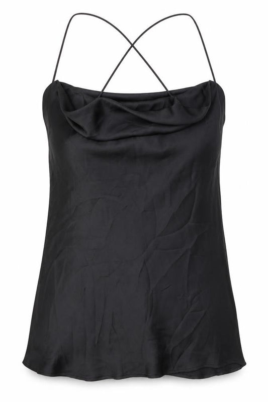 Zara Womens Black Polyester Jersey Tank Size M Cowl Neck