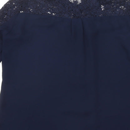 Zara Womens Blue Polyester Jersey Button-Up Size S Collared