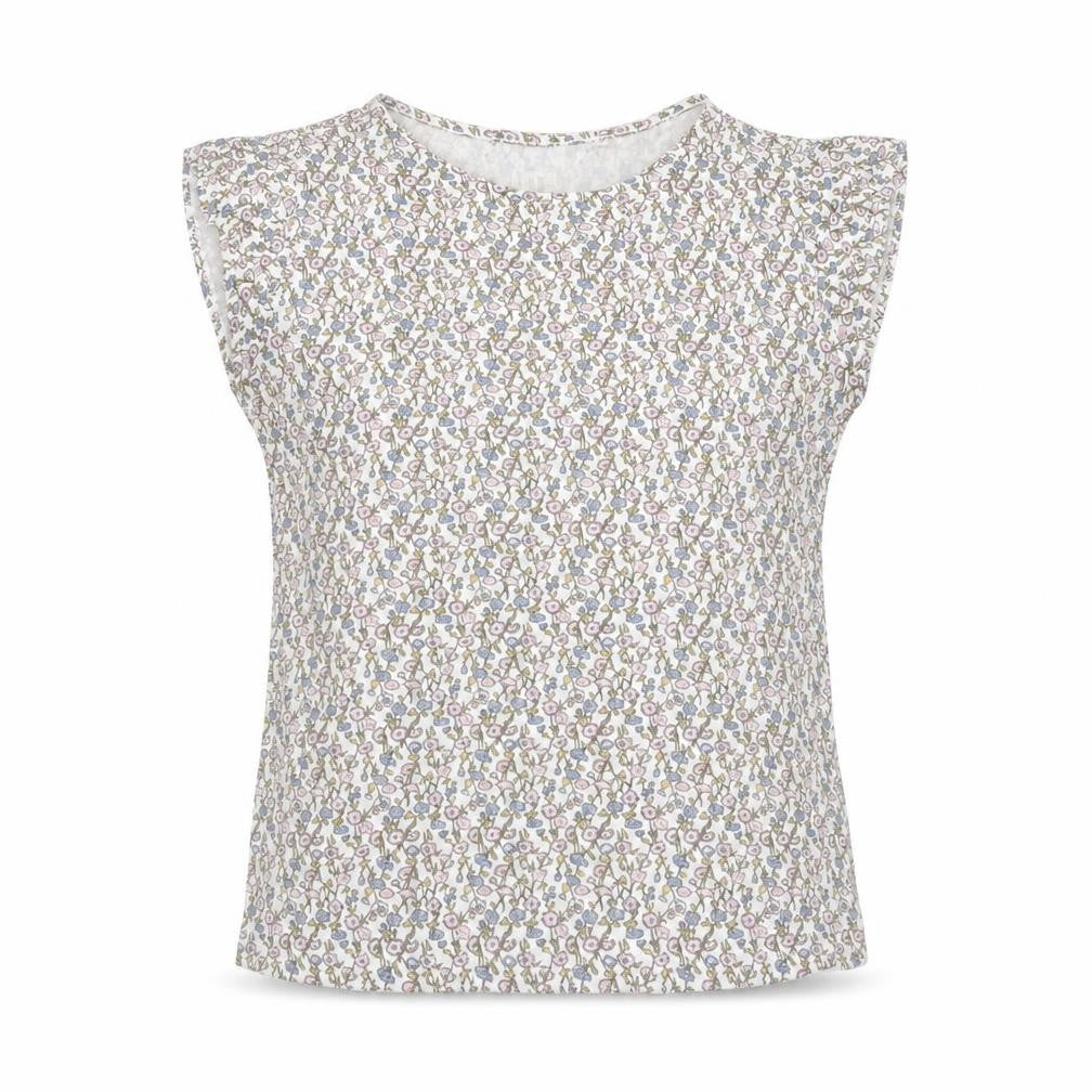 TU Womens White Floral Polyester Basic T-Shirt Size S Round Neck