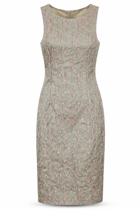 AX Paris Womens Brown Floral Polyester Pencil Dress Size 8 Round Neck Zip