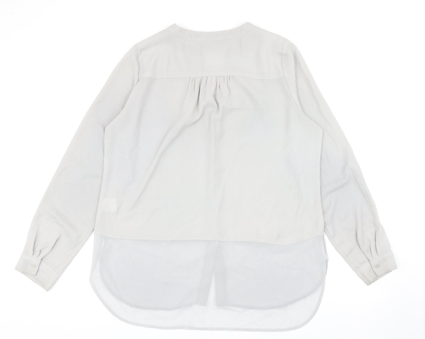 Rose 7 Olive Womens Grey Polyester Basic Blouse Size L V-Neck