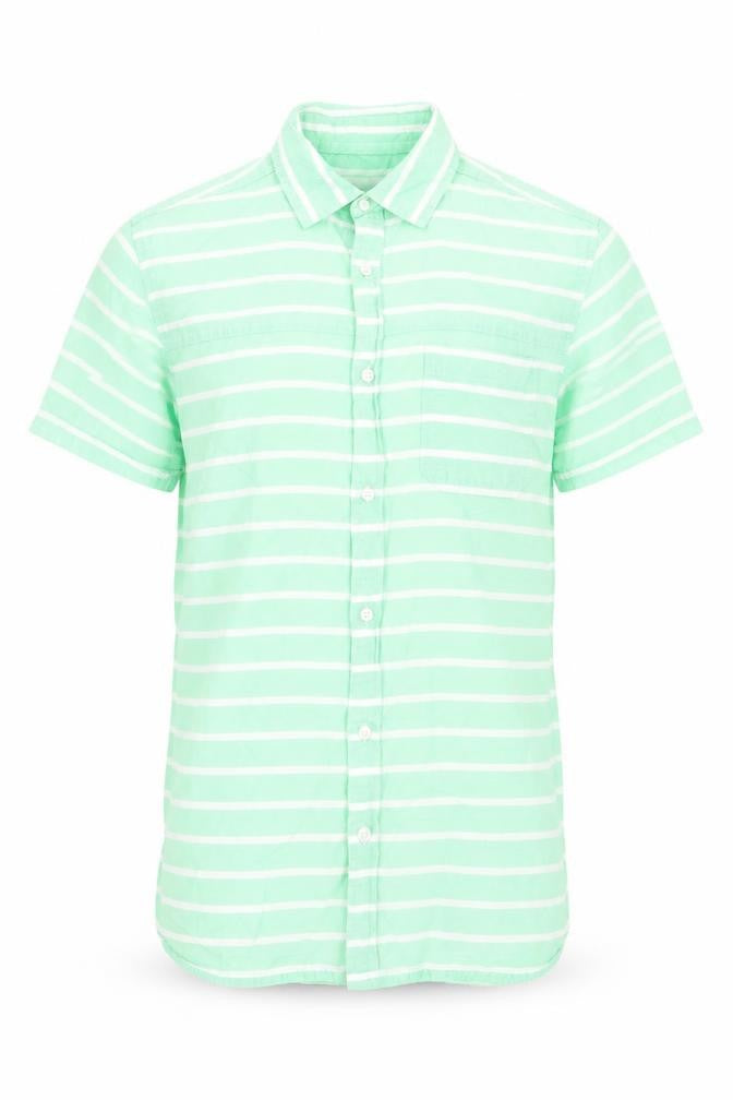 Cedarwood State Mens Green Striped Cotton Button-Up Size XS Collared Button