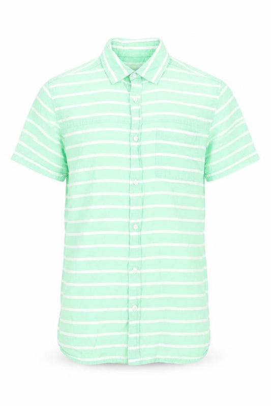 Cedarwood State Mens Green Striped Cotton Button-Up Size XS Collared Button