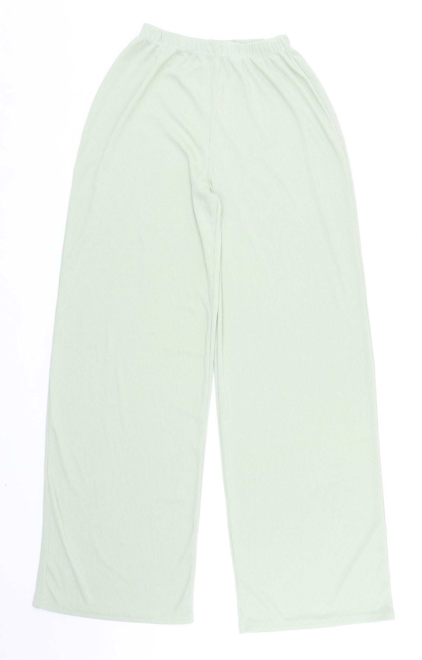 Stylewise Womens Green Polyester Trousers Size 8 L30 in Regular - Ribbed