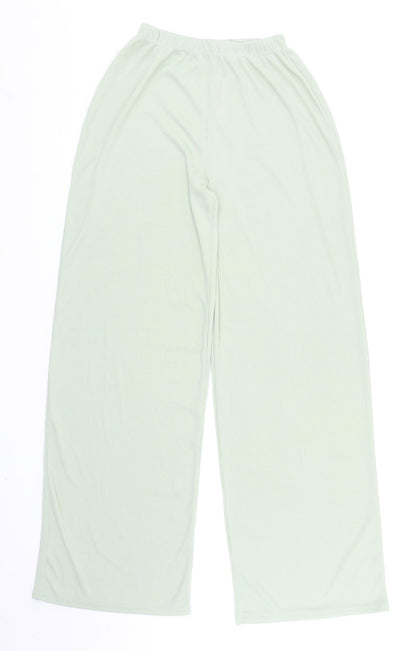 Stylewise Womens Green Polyester Trousers Size 8 L30 in Regular - Ribbed