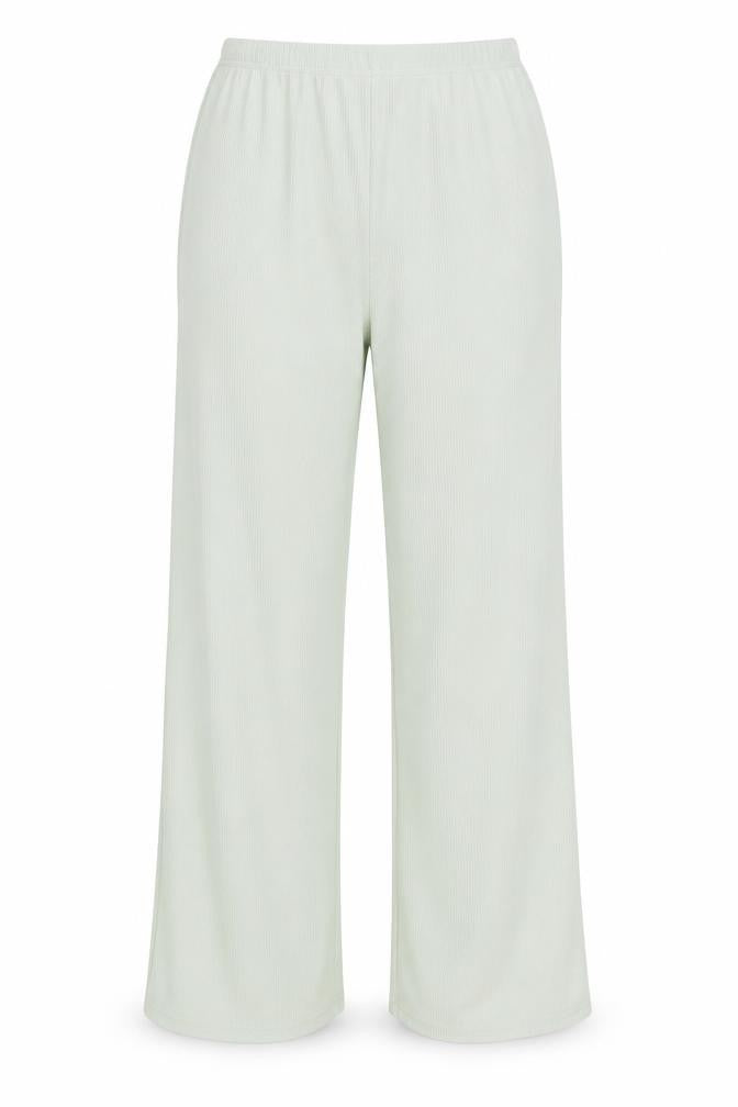 Stylewise Womens Green Polyester Trousers Size 8 L30 in Regular - Ribbed