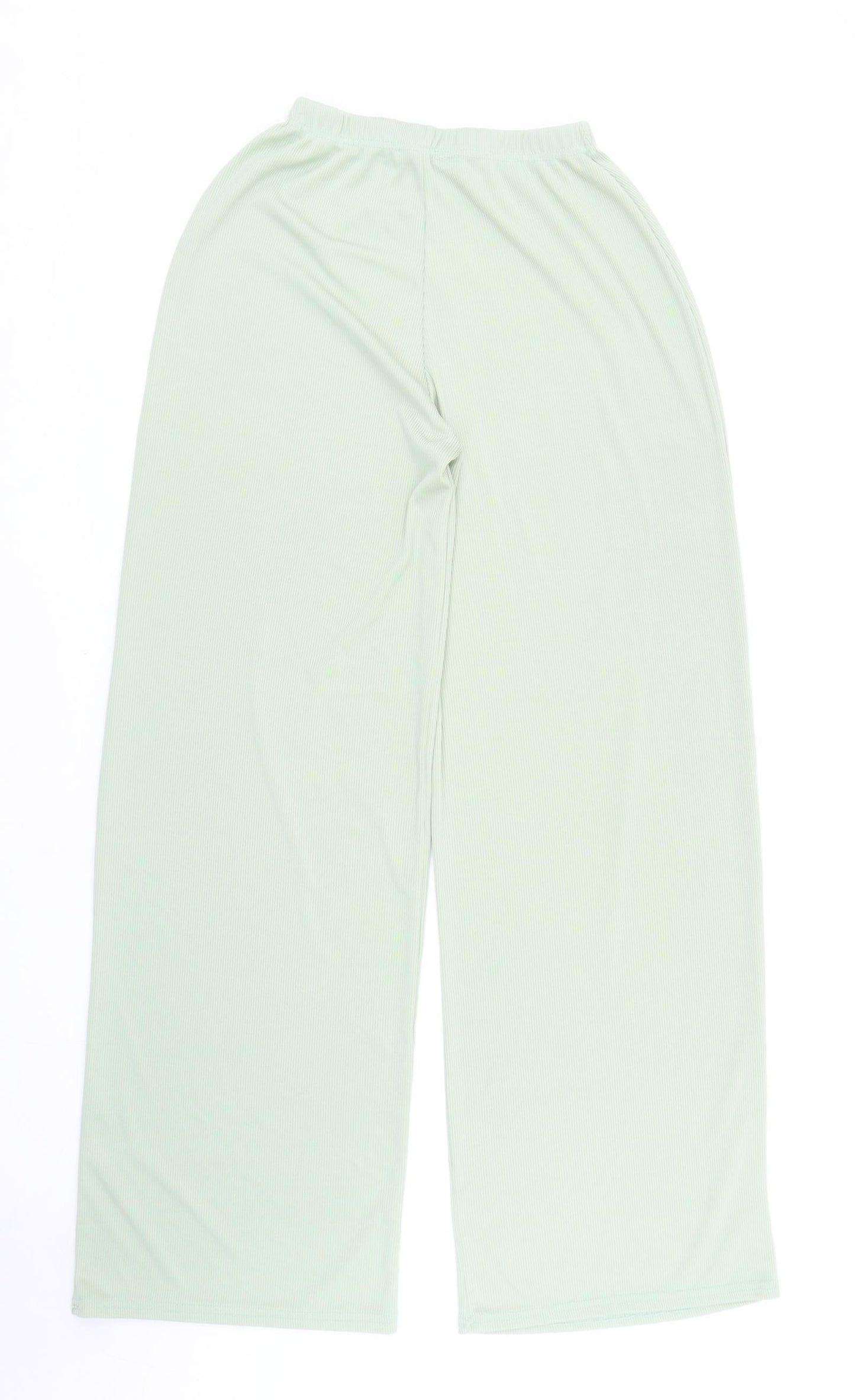 Stylewise Womens Green Polyester Trousers Size 8 L30 in Regular - Ribbed