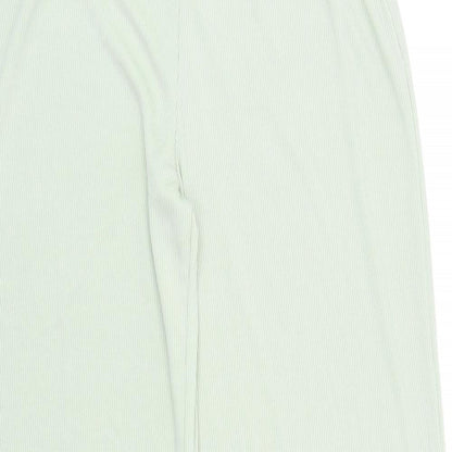 Stylewise Womens Green Polyester Trousers Size 8 L30 in Regular - Ribbed