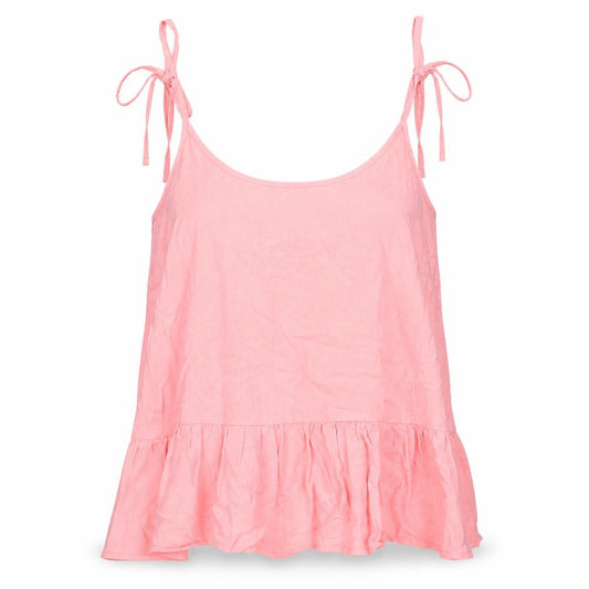 Papaya Womens Pink Linen Camisole Tank Size 12 Scoop Neck - Peplum