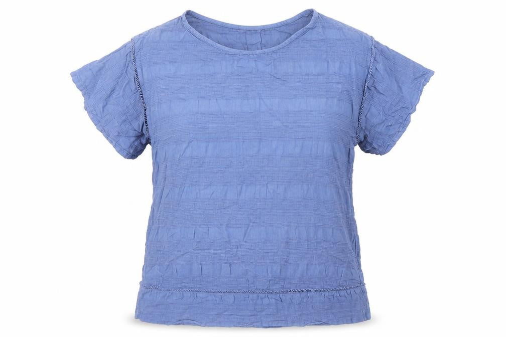 Grand Womens Blue Cotton Basic T-Shirt Size L Boat Neck