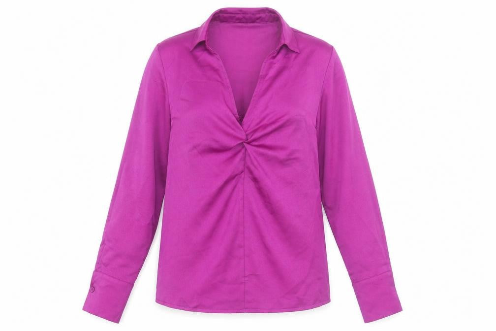 SheIn Womens Purple Polyester Basic Blouse Size S Collared