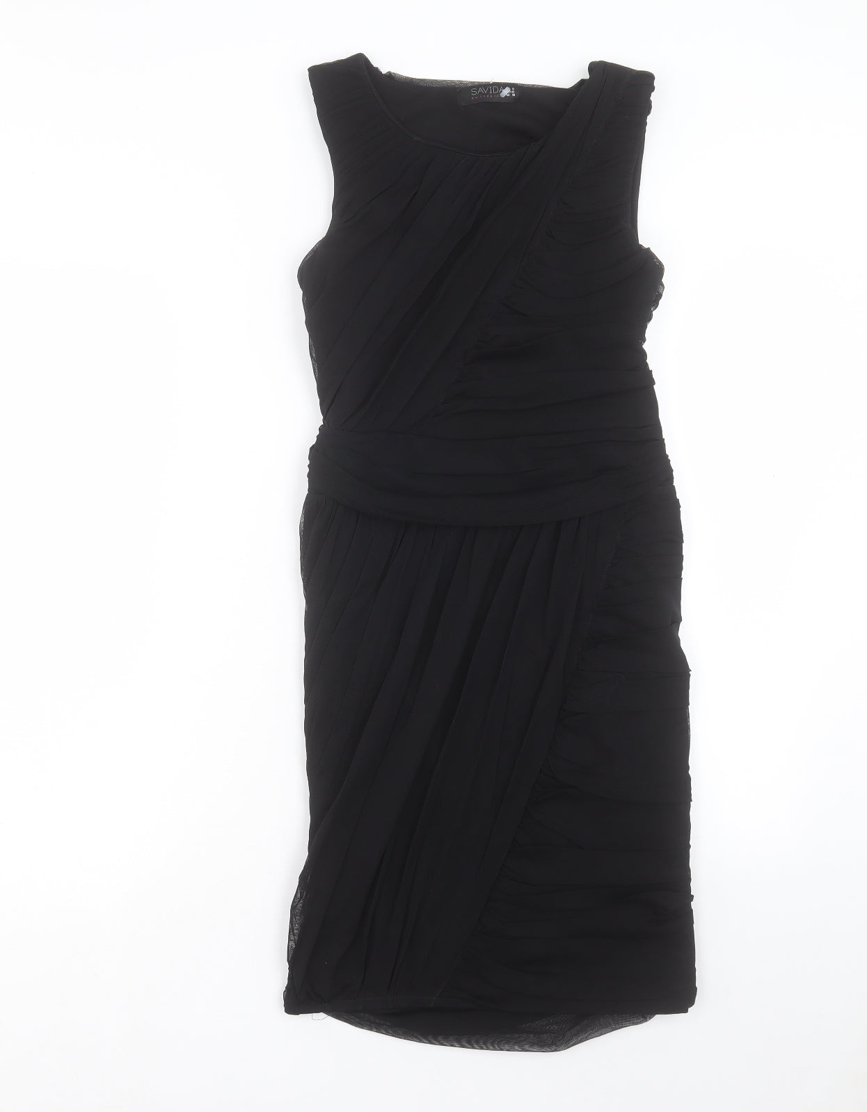 Savida Womens Black Polyester A-Line Size 12 Crew Neck Zip