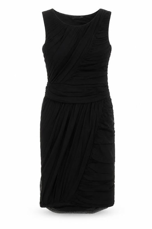 Savida Womens Black Polyester A-Line Size 12 Crew Neck Zip