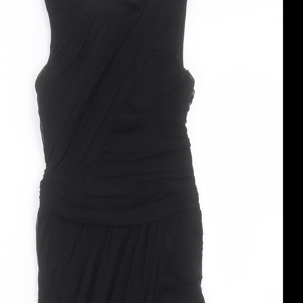Savida Womens Black Polyester A-Line Size 12 Crew Neck Zip