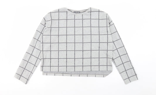 Primark Womens Grey Check Polyester Pullover Sweatshirt Size S Pullover - Size 10-12