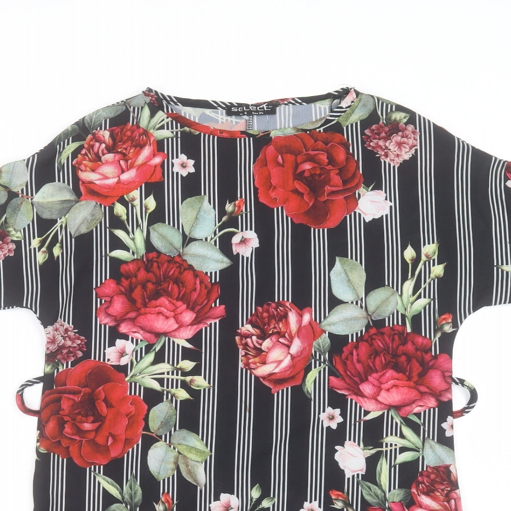 Select Womens Multicoloured Geometric Polyester A-Line Size 6 Crew Neck Pullover