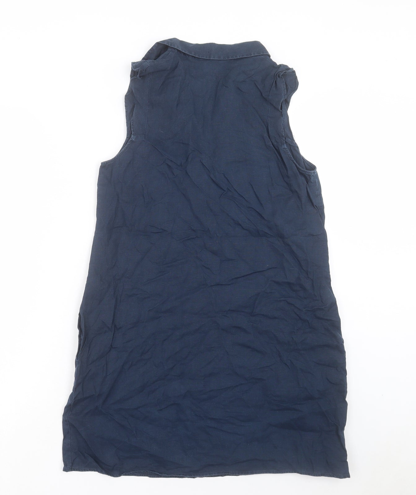 Mango Womens Blue Linen Sheath Size S V-Neck Pullover