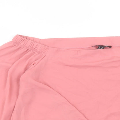 New Look Womens Pink Polyester Basic Blouse Size 10 Off the Shoulder - Tie At Front
