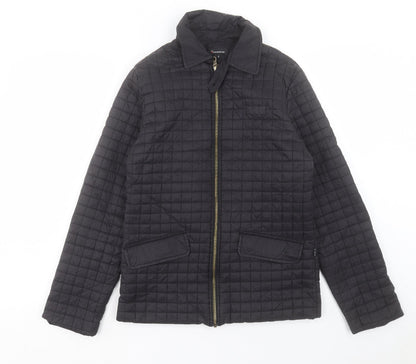 Marks & Spencer Womens Black Quilted Jacket Size S Button