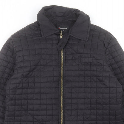 Marks & Spencer Womens Black Quilted Jacket Size S Button