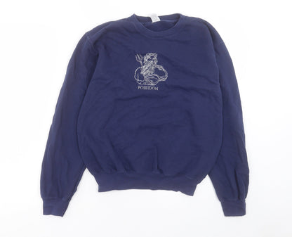 Preloved Fruit of the Loom Womens Blue Cotton Pullover Sweatshirt Size S Pullover - Front