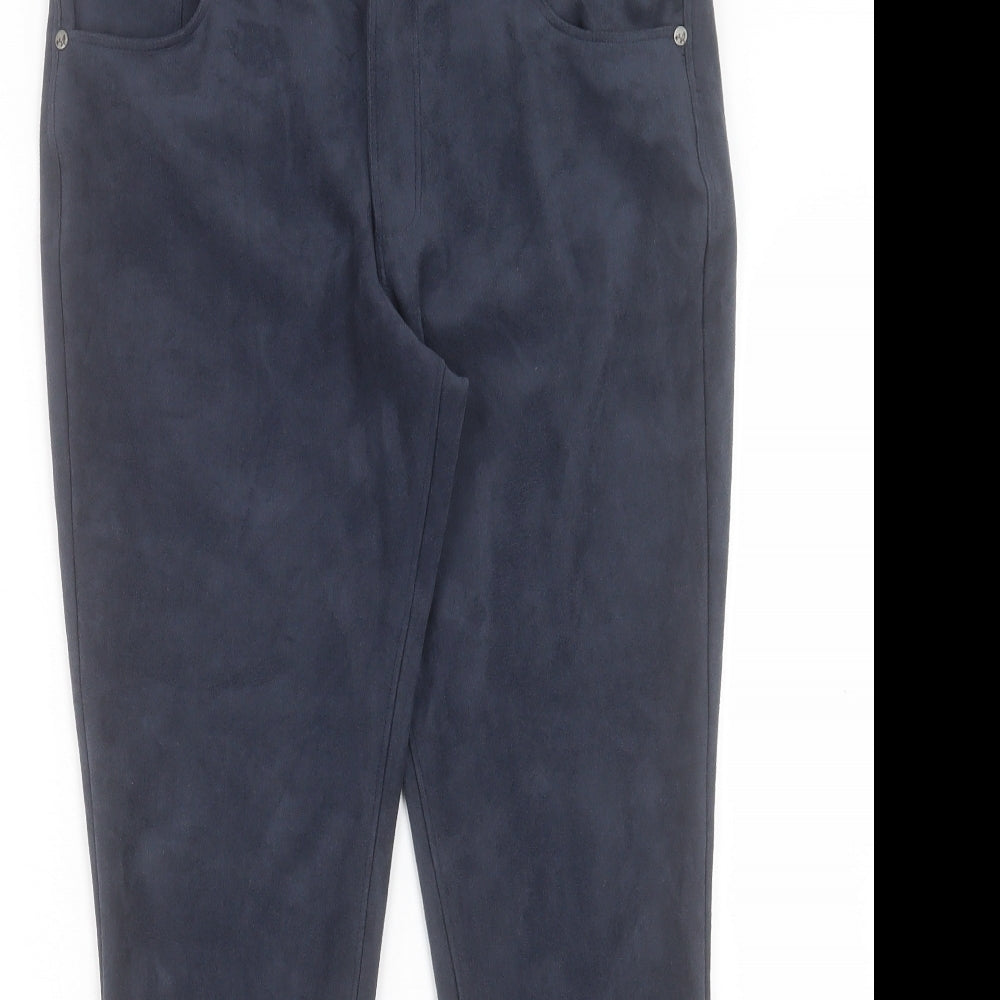 Marks and Spencer Womens Blue Polyester Trousers Size 10 L27 in Regular Button