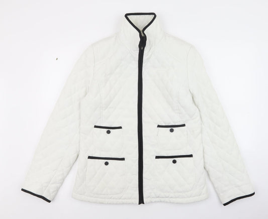 Gallery Womens White Quilted Coat Size M Zip