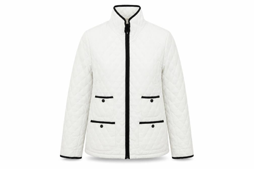 Gallery Womens White Quilted Coat Size M Zip