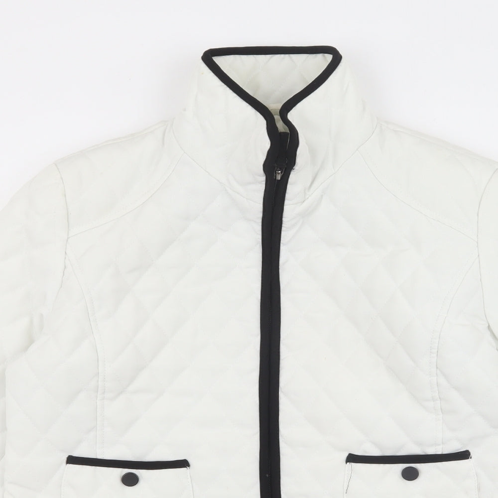Gallery Womens White Quilted Coat Size M Zip