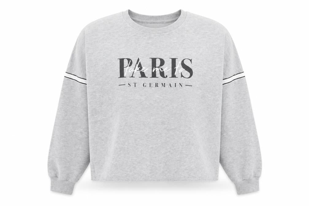 Primark Womens Grey Polyester Pullover Sweatshirt Size M - Paris, Glitter