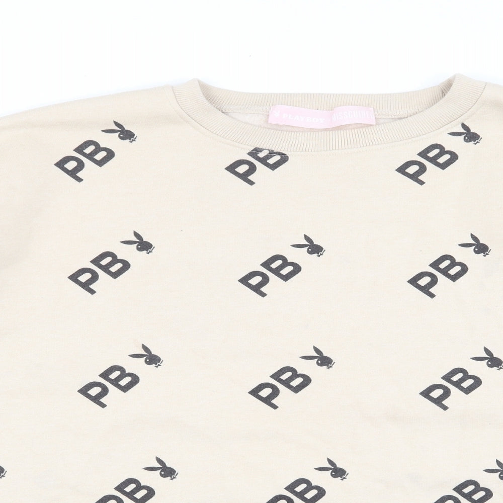 Missguided Womens Beige Polyester Pullover Sweatshirt Size 6 Pullover - Play boy. Balloon sleeves