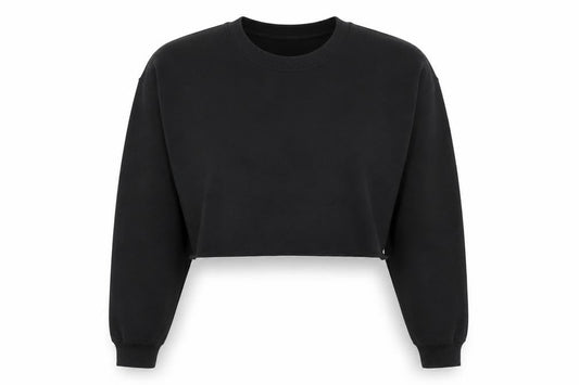 Missguided Womens Black Cotton Pullover Sweatshirt Size L - Cropped Jumper