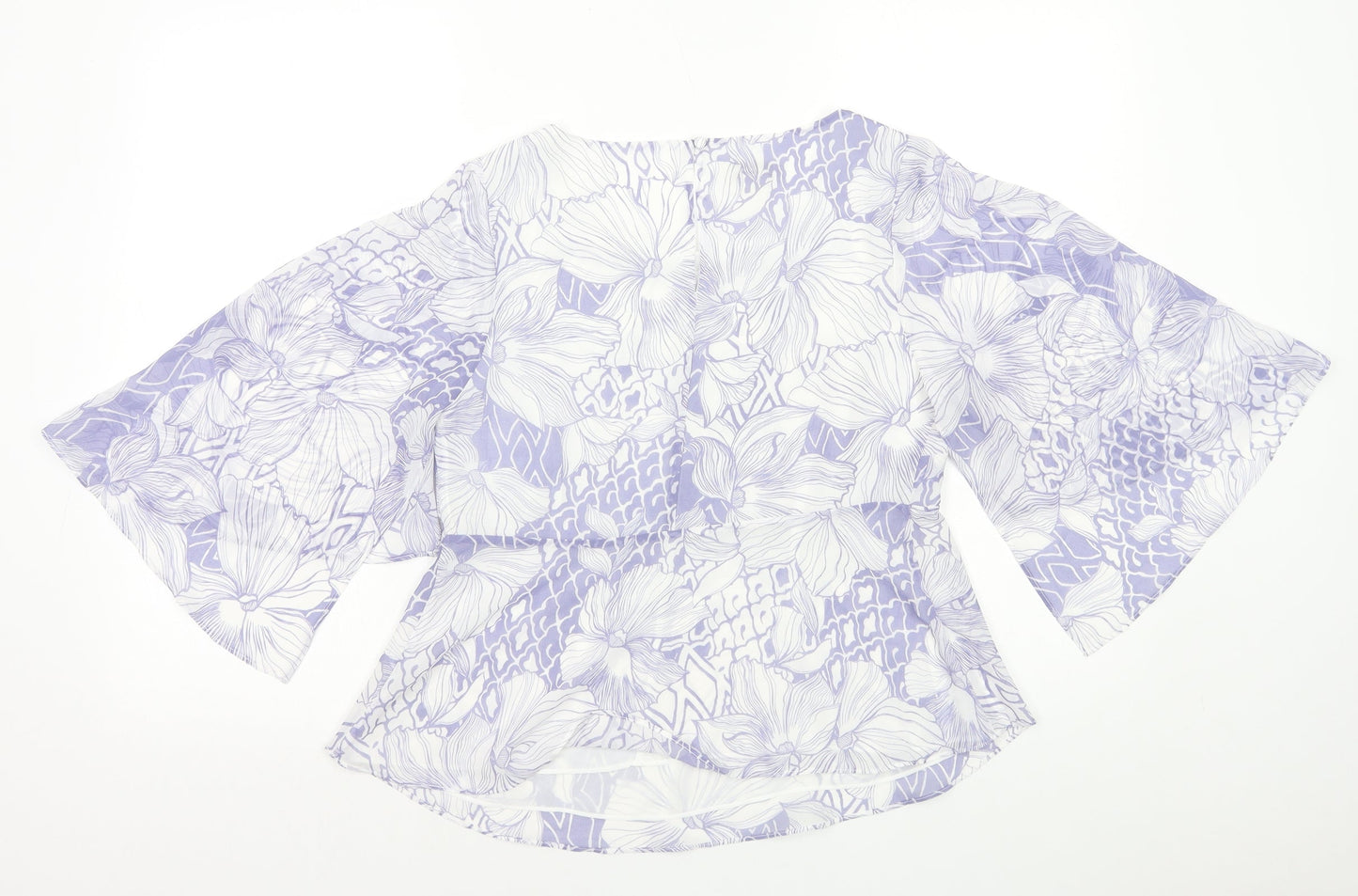 Monsoon Womens Purple Geometric Polyester Basic Blouse Size 10 Round Neck