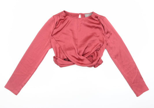 The Girlcode Womens Red Polyester Cropped T-Shirt Size 10 Round Neck - Tie Waist