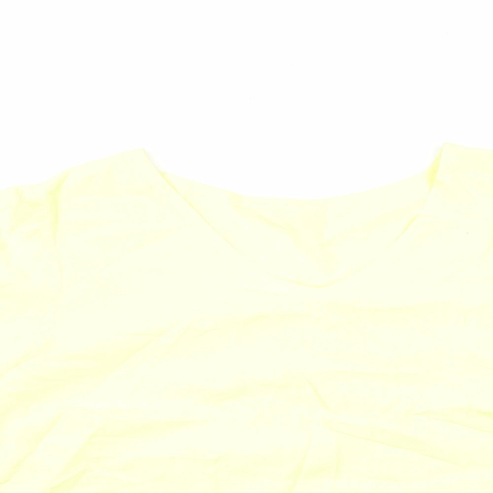 Preworn Womens Yellow Viscose Basic Blouse Size 12 V-Neck