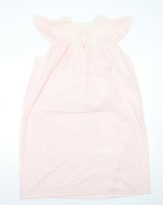 Preworn Womens Pink Striped Viscose A-Line Size 14 Round Neck Pullover - Lace Trim Size 14-16