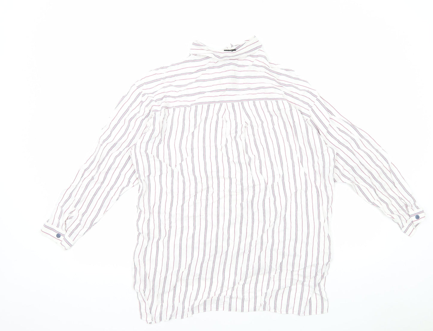 Topshop Womens Multicoloured Striped Viscose Basic Button-Up Size 10 Collared