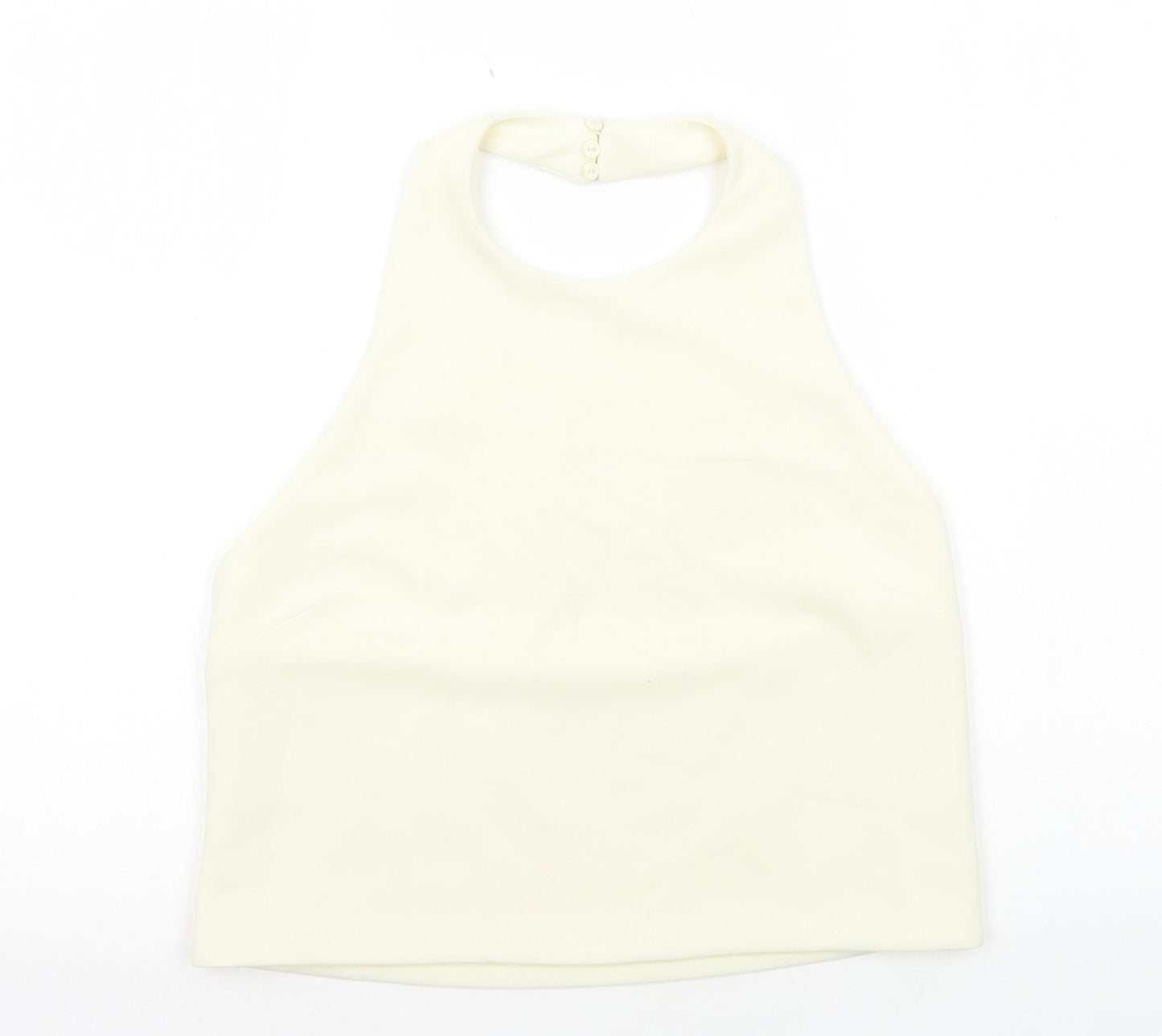 Zara Womens Ivory Polyester Cropped Tank Size L Halter